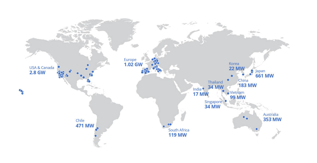 Solar Power Plants Global Footprint Map